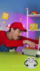 Reverse cooking! Mario uses toys as utensils 🤯🎮🍫 #comedy #chocolate