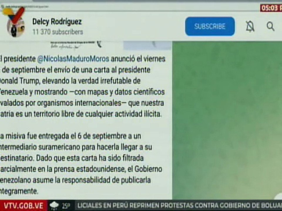 Presidente Maduro envió carta  demostrando que Venezuela es territorio libre de actividades ilícitas