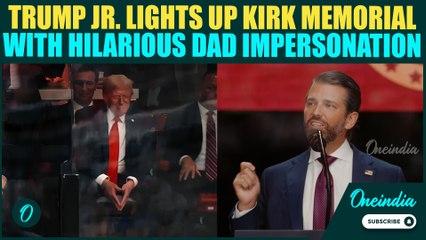 Trump Jr. Impersonates Trump in Hilarious Moment at Kirk Memorial; ROASTS Clinton, Kamala Harris