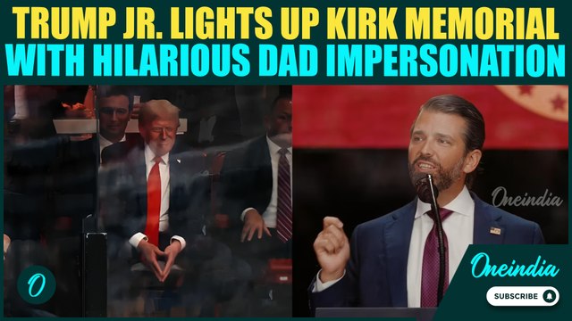 Trump Jr. Impersonates Trump in Hilarious Moment at Kirk Memorial; ROASTS Clinton, Kamala Harris