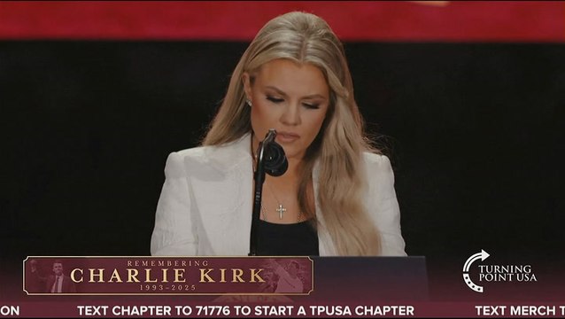 Erika Kirk says she forgives husband Charlie’s killer in emotional tribute at memorial service