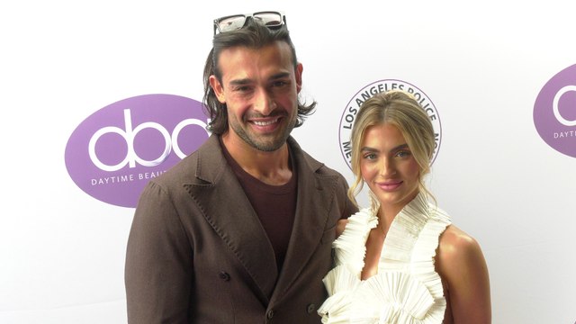 Sam Asghari and Brooke Irvine attend the purple carpet at the 7th annual Daytime Beauty Awards