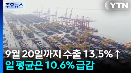 9월 20일까지 수출 13.5%↑...하루 평균은 10.6% '급감' / YTN