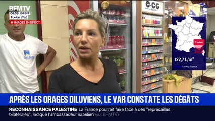 Cette commerçante de Toulon dans le Var constate les dégâts après les orages diluviens
