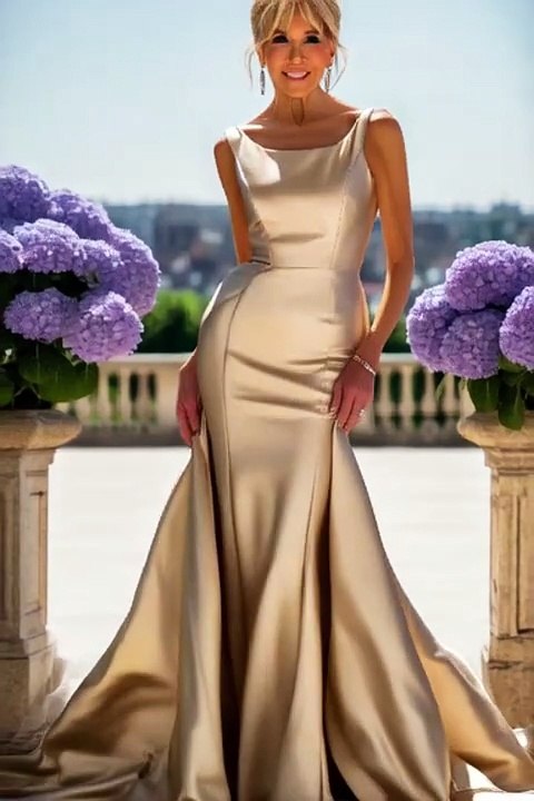 Brigitte Macron-Inspired Champagne Satin Gown Elegant 2025 Fashion for Women Over 60  AI Style Guide