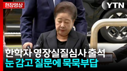 한학자, 휠체어 타고 영장실질심사 출석...눈 감고 '묵묵부답' [현장영상+] / YTN