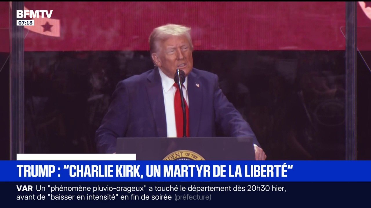 "C'est un martyr pour la liberté aux États-Unis": l'hommage de Donald Trump aux obsèques de Charlie Kirk dans l'Arizona