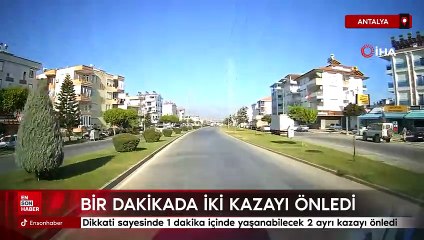 Antalya'da ambulans şoförünün dikkati 1 dakikada 2 kazayı önledi