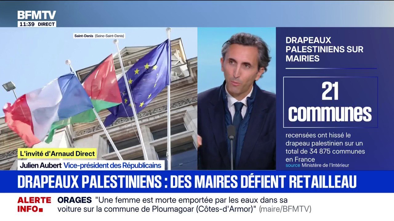 Drapeau palestinien: "Une mairie est un espace neutre avec un seul drapeau dans lequel tout le monde se reconnaît", dit Julien Aubert, vice-président des Républicains