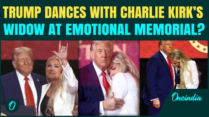 Trump Hugs, Kisses Charlie's Widow Kirk at Funeral –Tearful Erika Smiles, Makes Mysterious Hand Sign