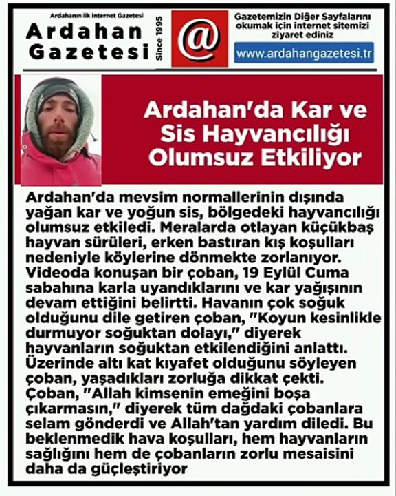 Ardahan Gazetesi 2025 çoban haberi