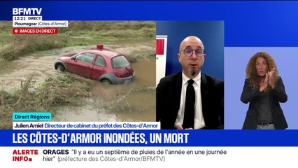 Inondations dans les Côtes-d'Armor: "On est à 1.800 appels et plus de 800 interventions", détaille Julien Amiel, directeur de cabinet du préfet du département