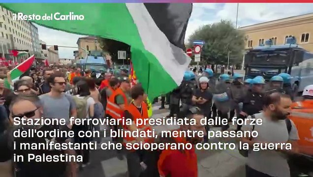 Corteo per Gaza: il video davanti alla stazione di Bologna
