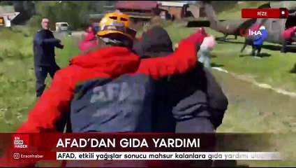 AFAD, Rize'de etkili yağışlar sonucu mahsur kalanlara gıda yardımı ulaştırdı