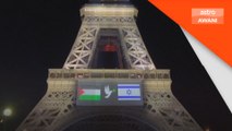 Bendera Palestin, Israel dipapar bersama di menara Eiffel