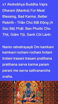 Sanskrit Akshobhya Buddha Vajra Dharani Mantra For Meat Blessing Bad Karma Better Rebirth