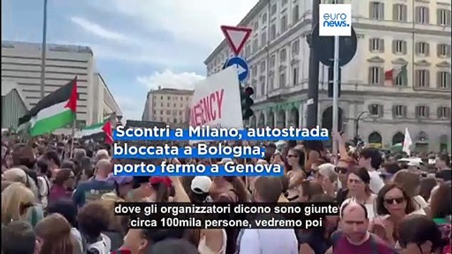 L'Italia sciopera per Gaza, 80 cortei. Scontri e fermi in alcune città, Meloni: Violenze indegne