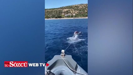 Sadettin Saran'ın bozulan botunu yüzerek çektiği görüntü yeniden gündem oldu