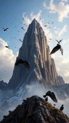 "The Mountain vs Five Birds – Clash of Nature"