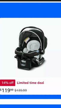 Graco SnugRide Lite LX Infant Car Seat, Rear-Facing, Lightweight, Adjustable Base, Easy Install, Studio