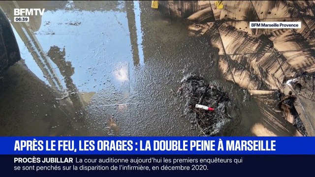 Les habitants du quartier de l'Estaque à Marseille constatent les dégâts après le passage d'orages diluviens