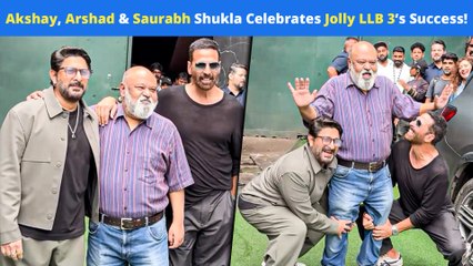 Playful Side of Jolly LLB 3 Stars: Akshay & Arshad Lift Saurabh Shukla During Jolly LLB 3 Success Party
