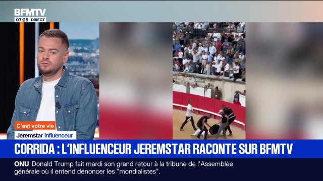 C'est votre vie : Corrida, l'influenceur Jeremstar raconte sur BFMTV - 23/09