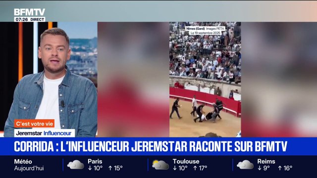 Mon engagement est très sincère : l'influenceur Jeremstar raconte sur BFMTV son action contre la tauromachie dans les arènes de Nîmes
