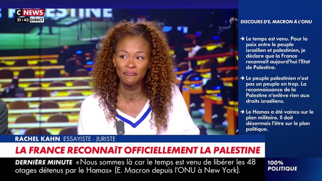 L'éditorialiste Rachel Kahn craque en direct après la reconnaissance d'israël par Emmanuel Macron : Je suis écoeuré. Son discours est à vomir, il est dégradant et inhumain.