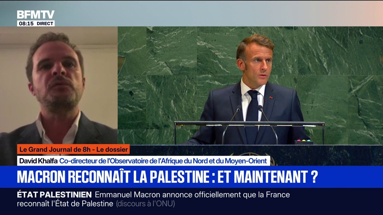 Emmanuel Macron reconnaît la Palestine: "Il sanctuarise la solution à deux États", observe David Khalfa, co-directeur de l'Observatoire de l'Afrique du Nord et du Moyen-Orient