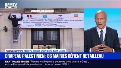 Drapeau palestinien sur les mairies: "L'objectif de ma démarche, c'est d'éviter de cliver les communautés les unes contre les autres", assure Karim Bouamrane, maire PS de Saint-Ouen