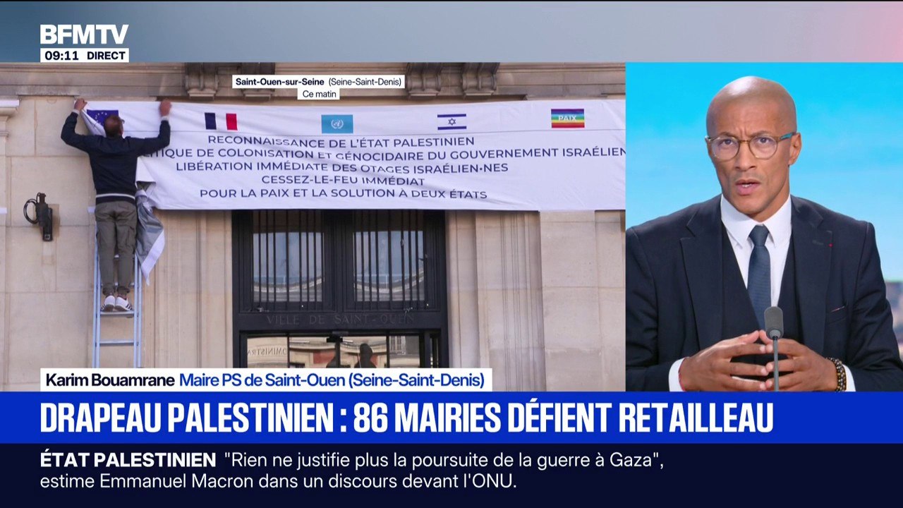 Drapeau palestinien sur les mairies: "L'objectif de ma démarche, c'est d'éviter de cliver les communautés les unes contre les autres", assure Karim Bouamrane, maire PS de Saint-Ouen