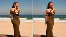 De vestido colado, Paolla Oliveira surge deslumbrante à beira-mar e fãs enlouquecem com as fotos
