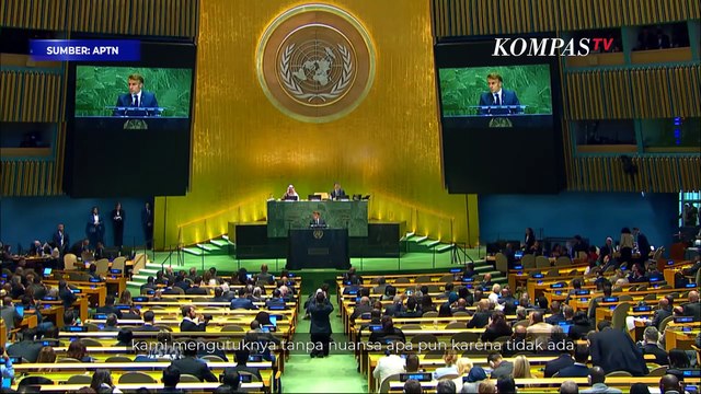 [FULL] Pidato Presiden Prancis Macron yang Bikin Prabowo dan Peserta KTT PBB Standing Ovation
