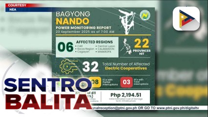 Nasa 480-K na bahay, apektado ang supply ng kuryente dulot ng Super Typhoon #NandoPH ayon sa NEA