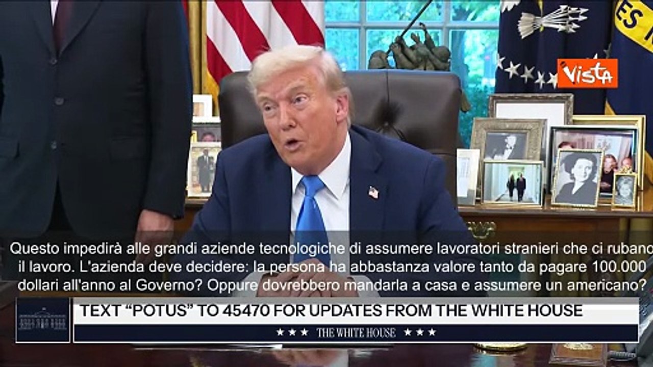 Trump mette tassa 100 mila dollari all'anno per chi emigra in Usa per lavoro altamente qualificato