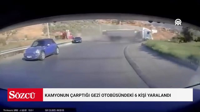 Aydın'da kamyonun çarptığı gezi otobüsündeki 6 kişi yaralandı