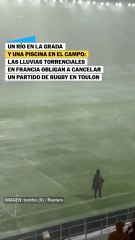 Una cascada en la grada: cancelan un partido de rugby por las lluvias en Francia