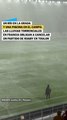 Una cascada en la grada: cancelan un partido de rugby por las lluvias en Francia