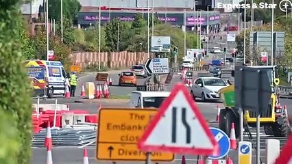 Metro works taking place next to the Merry Hill Centre getting ready for Trams that are on the way.
