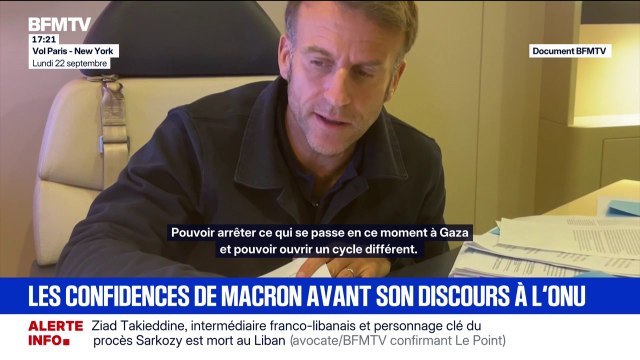 Pouvoir ouvrir un cycle différent : les confidences d'Emmanuel Macron, avant son discours à l'ONU (document BFMTV)