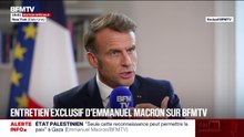 État palestinien: "Ça ne se fera pas du jour au lendemain, c'est étape par étape en partant de l'urgence humanitaire", affirme Emmanuel Macron