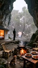 Rainy Vacation Vibes in a cave style resort.