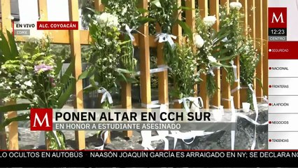 Ponen altar en CCH Sur en honor al estudiante asesinado en el ataque