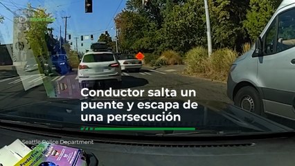 ¡De película! Conductor salta un puente y escapa de una persecución 🚨