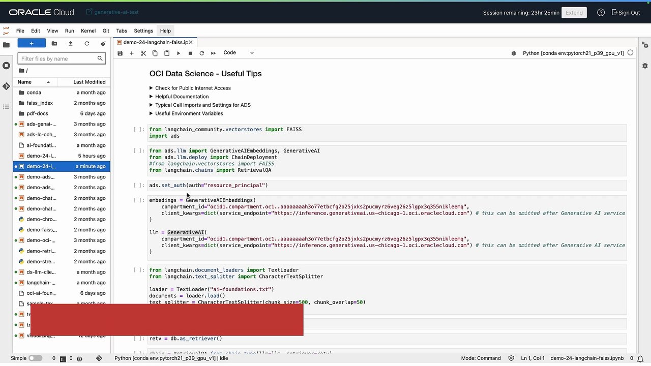 42. Demo: Deploy LangChain based RAG to OCI Data Science - Oracle Cloud Infrastructure Data Science Professional