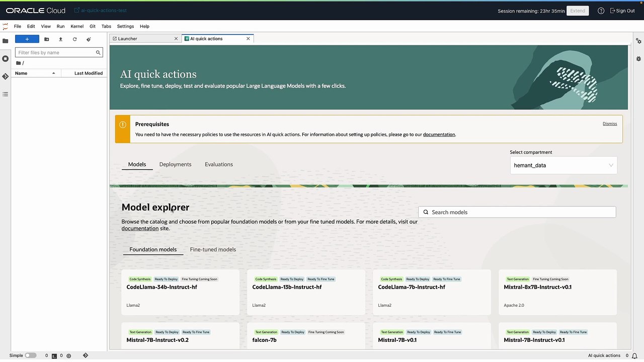 44. Demo: OCI AI Quick Actions - Oracle Cloud Infrastructure Data Science Professional