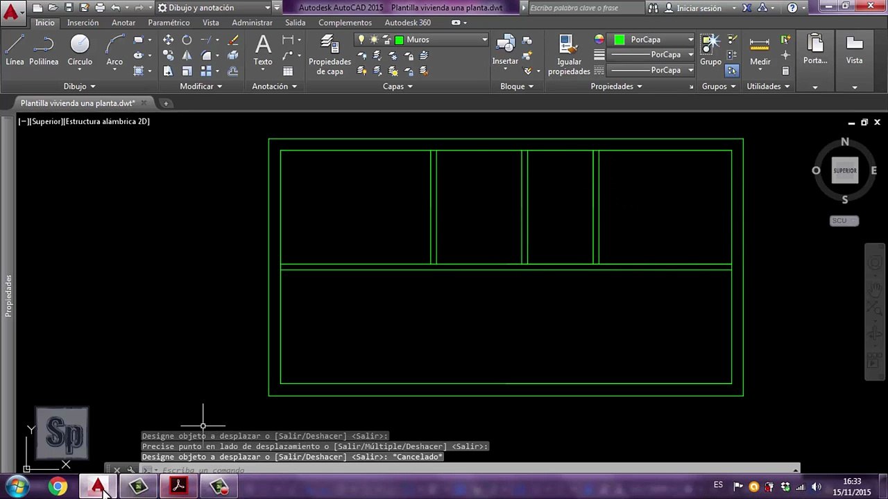 Autocad - 1/2 Dibujar plano casa de una planta en Autocad. Tutorial en español HD