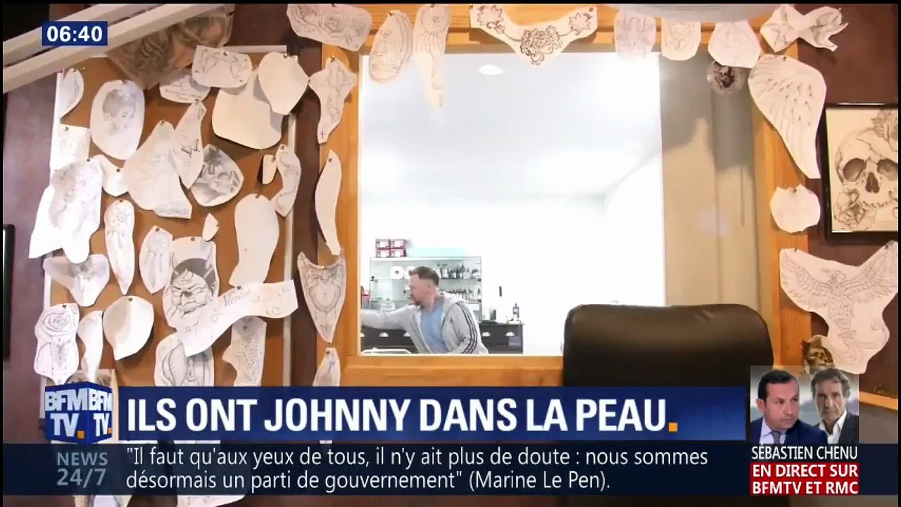Johnny Hallyday – Reportage BFM TV (12 mars 2018) : Des fans se font tatouer en hommage