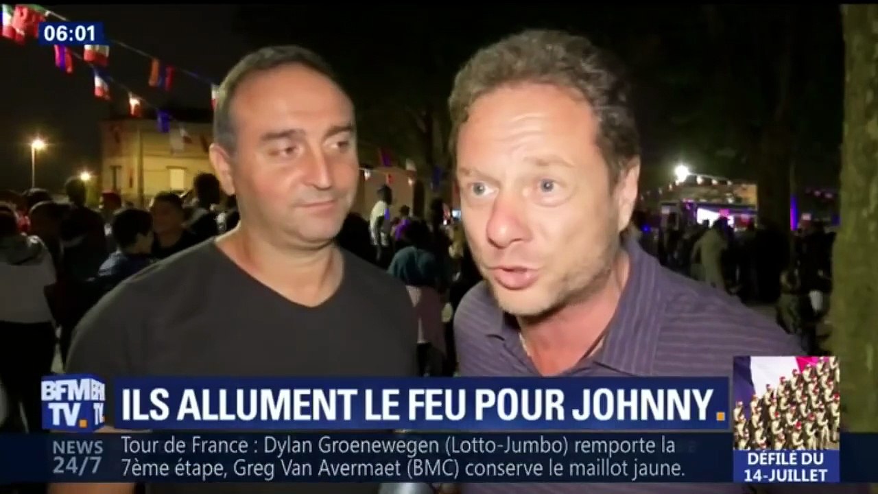 Johnny Hallyday – 15 juillet 2018 | BFM TV – Le feu d’artifice au son de « Allumer le feu »